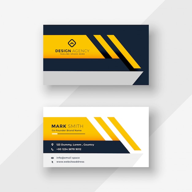 Elegant yellow geometric business card design