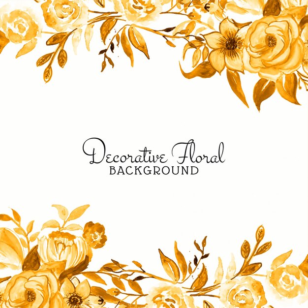 Elegant yellow watercolor flower frame background