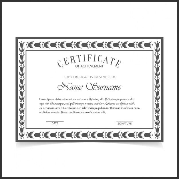 Elegante black and white retro certificate