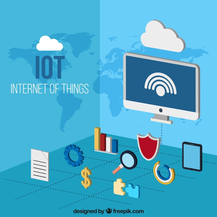 Free Vector element background with internet in isometric style