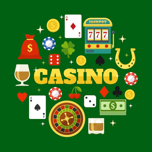 Elements of casino flat  elements set