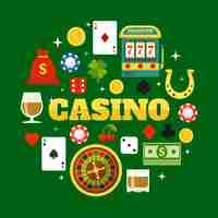 Free vector elements of casino flat  elements set