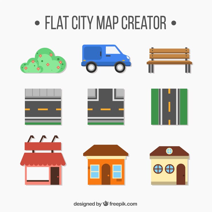 Free Vector elements to create a city