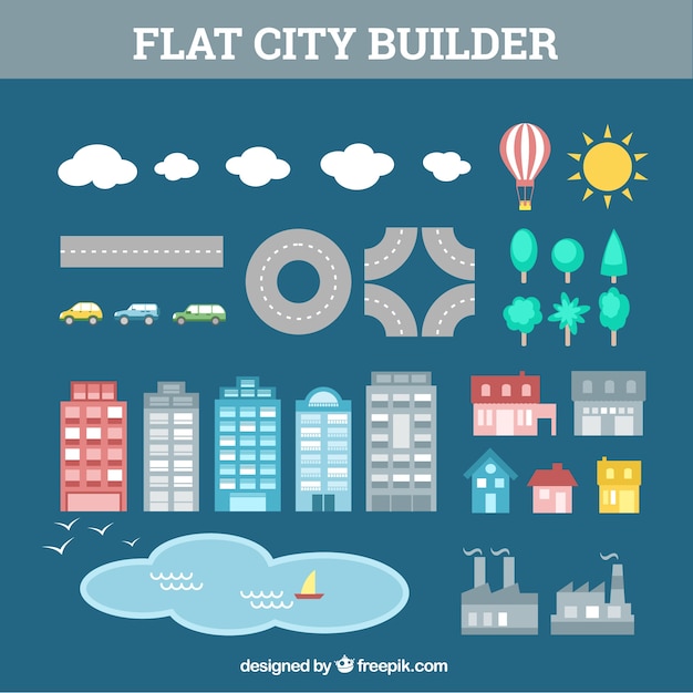 Free vector elements to create a city