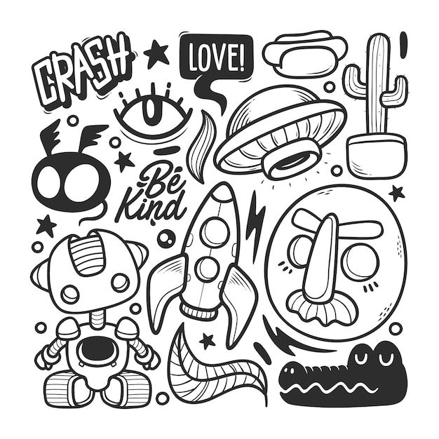 Elements hand drawn doodle vector