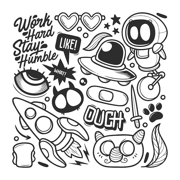 Free vector elements hand drawn doodle vector