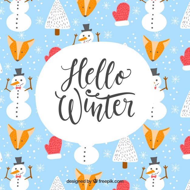 Elements lettering winter background