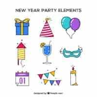 Free vector elements for new year on white background