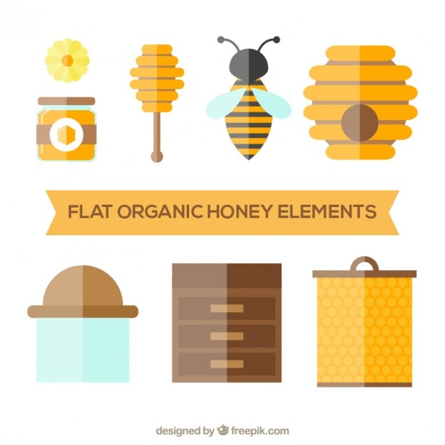 フラットデザインの蜂蜜の要素