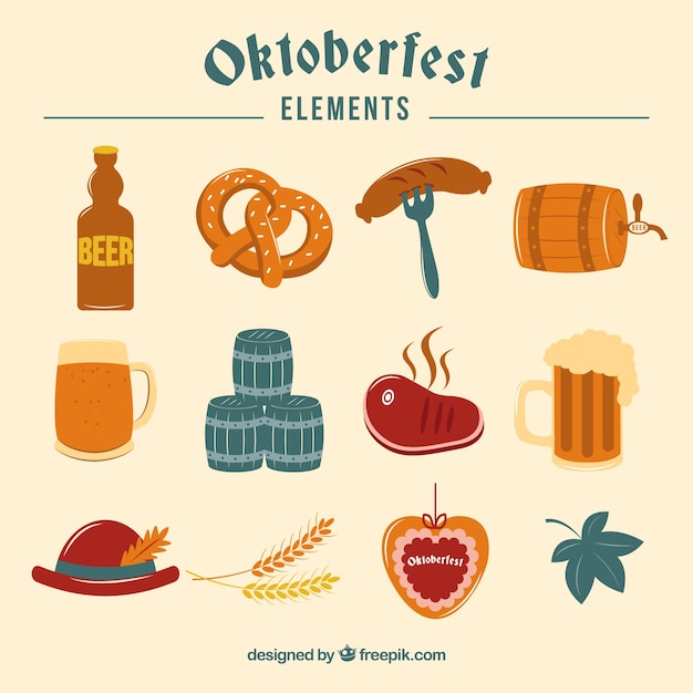 Vettore gratuito elementi per la festa oktoberfest