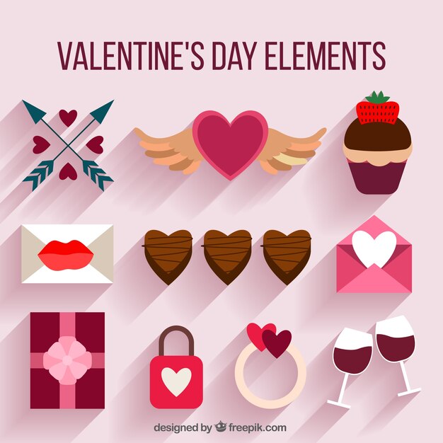 Elementi di san valentino e cioccolato