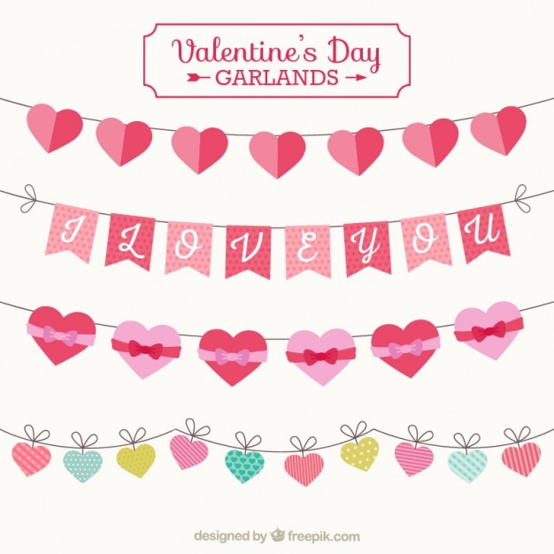 Vettore gratuito elementi valentine ghirlande giorno