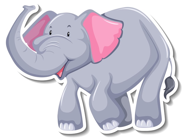 Vettore gratuito personaggio dei cartoni animati di elefante su sfondo bianco
