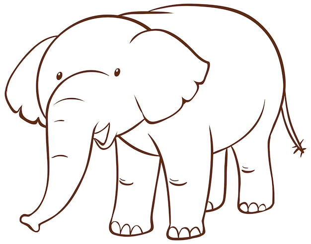 Elefante in stile semplice doodle su priorità bassa bianca