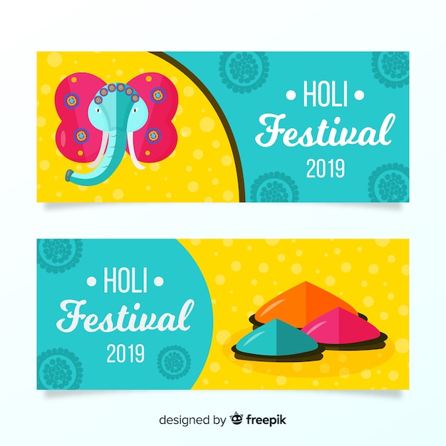 Elephant holi template banner