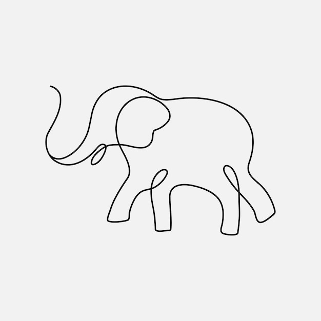 Elephant logo element, line art animal illustration vector