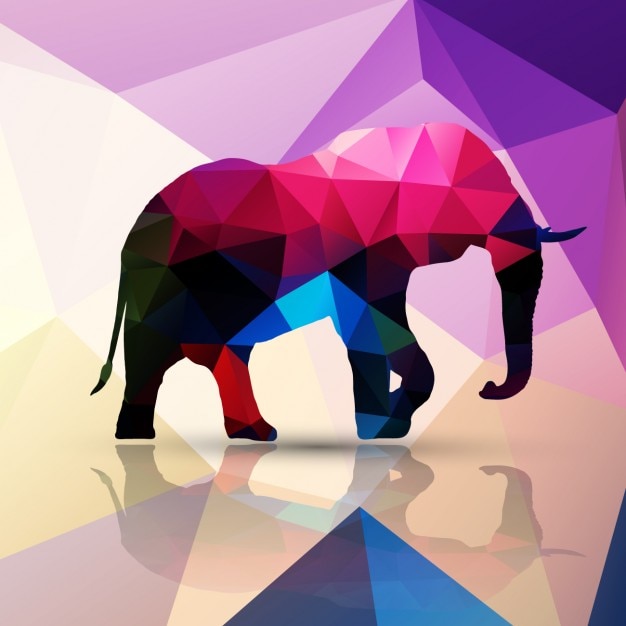 Elephant made of polygons background