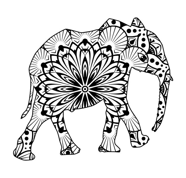 Premium Vector | Elephant head mandala design. coloring page