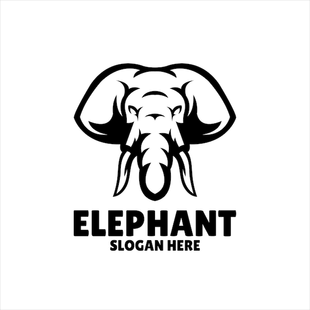 Illustrazione del design del logo della mascotte semplice dell'elefante