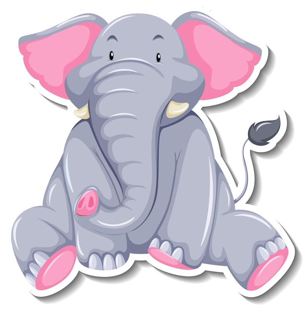 Бесплатное векторное изображение Слон сидит мультипликационный персонаж на белом фоне
