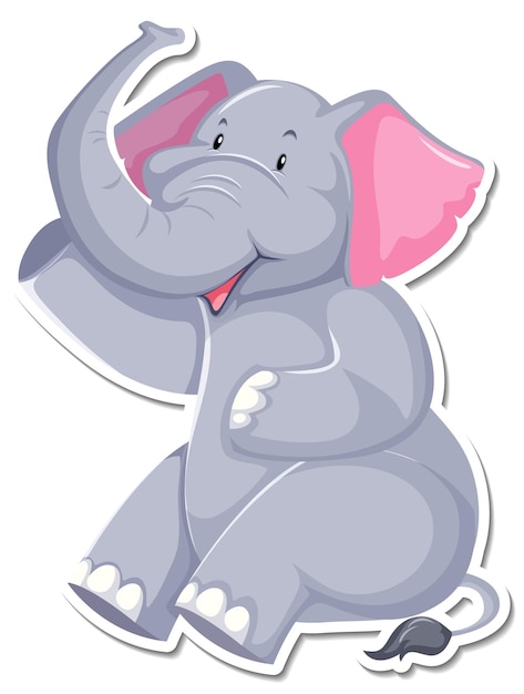 Elephant sitting cartoon character on white background