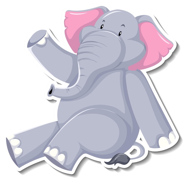 Free vector elephant sitting cartoon character on white background