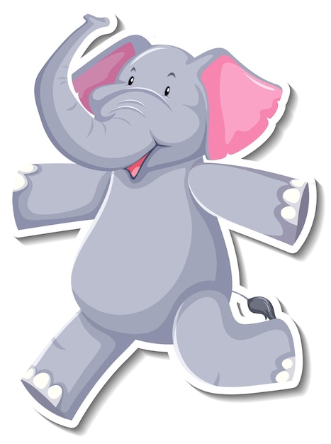 Free vector elephant walking cartoon character on white background