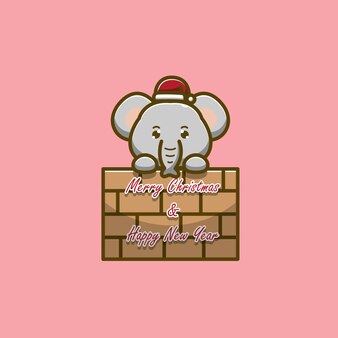 Elephant wishes a merry christmas and a happy new year
