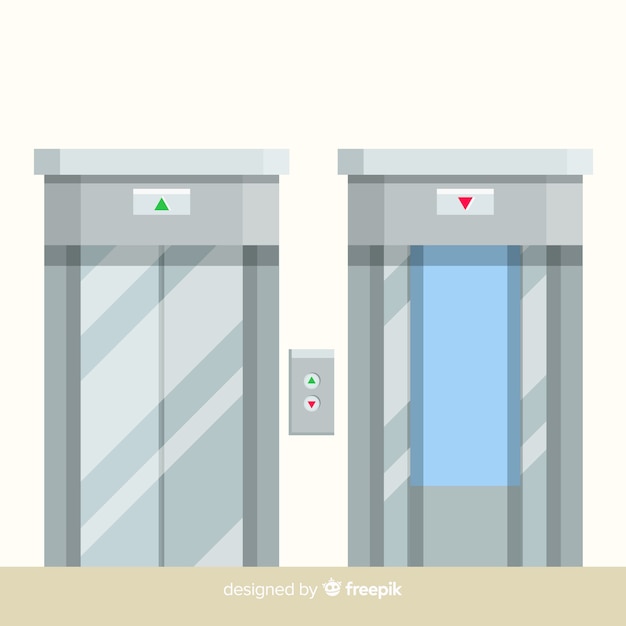 Free vector elevator concept with open and closed door in flat design