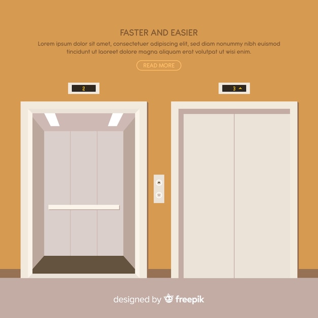 Free vector elevator concept with open and closed door in flat style