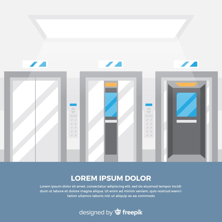 Free Vector elevator concept with open and closed door