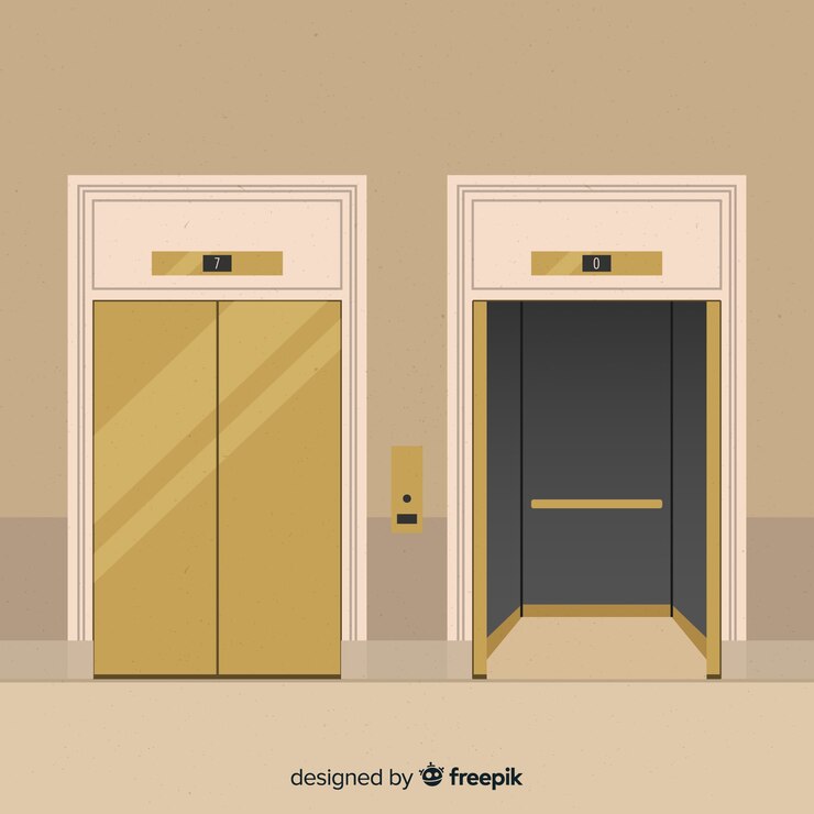 Free Vector elevator concept with open and closed door