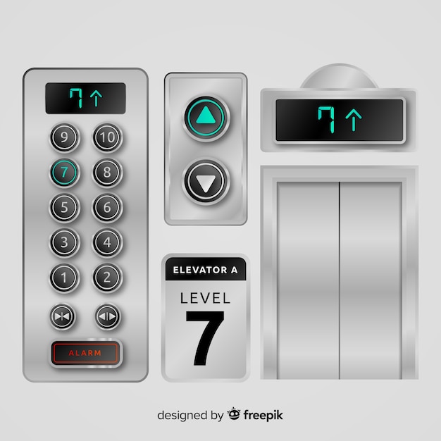 무료 벡터 현실적인 디자인의 엘리베이터 요소 컬렉션
