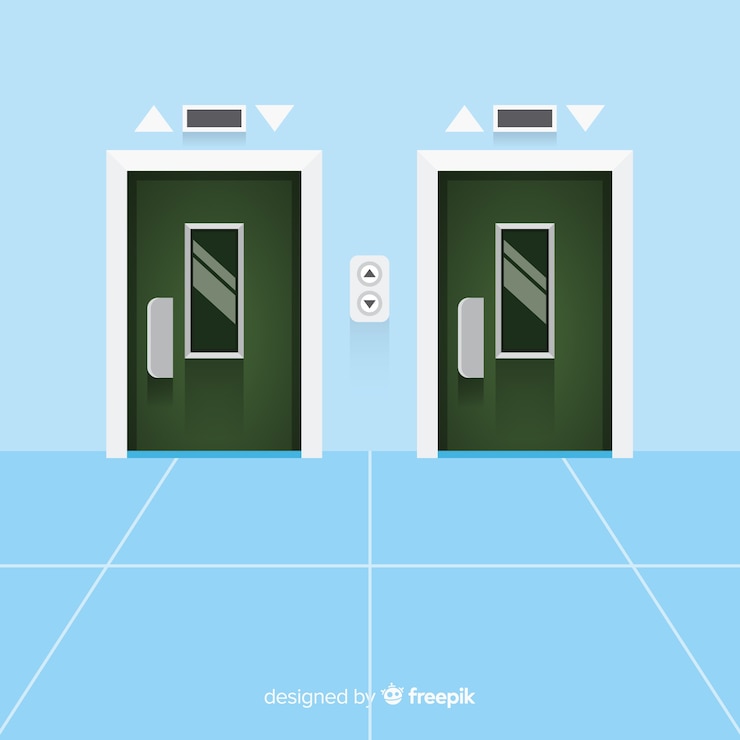 무료 Vector 평평한 디자인의 개폐 도어가있는 엘리베이터