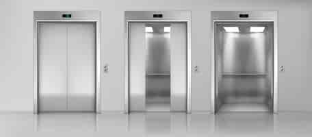 Free vector elevators empty cabins on floor realistic vector