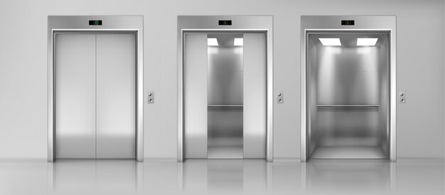 Лифты пустых кают на этаже реалистичные вектор