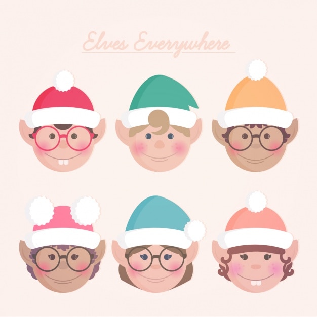 Free vector elf heads collection