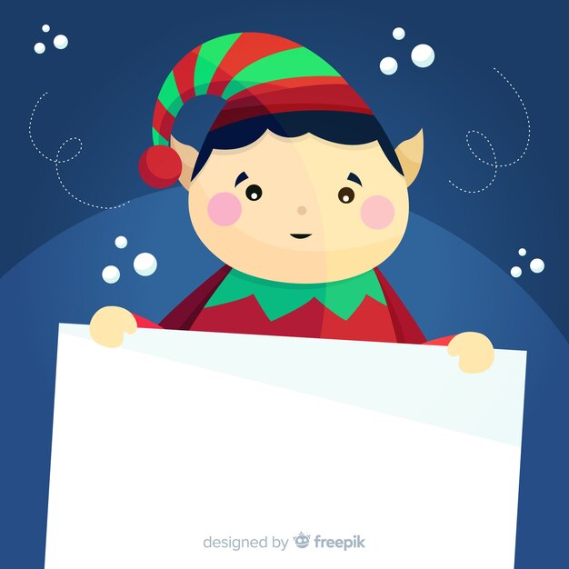 Elf holding blank sign background