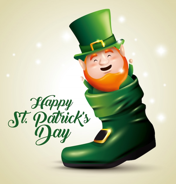 Free vector elf inside a boot for st patrick's event