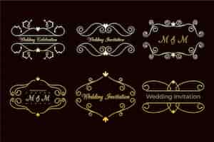 Free vector elgant wedding monograms concept