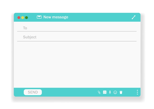 Пустой шаблон электронной почты Интернет почтовый фрейм интерфейс для почтового сообщения Вектор