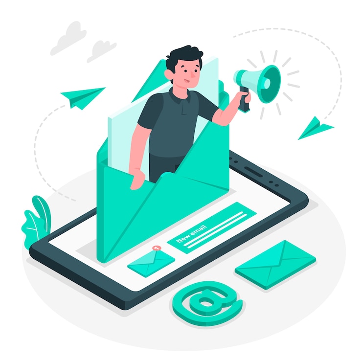 मुफ़्त वेक्टर email campaign concept illustration