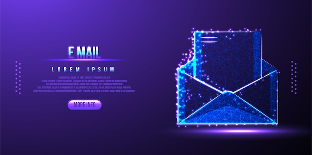 Vettore gratuito e-mail, busta wireframe low poly