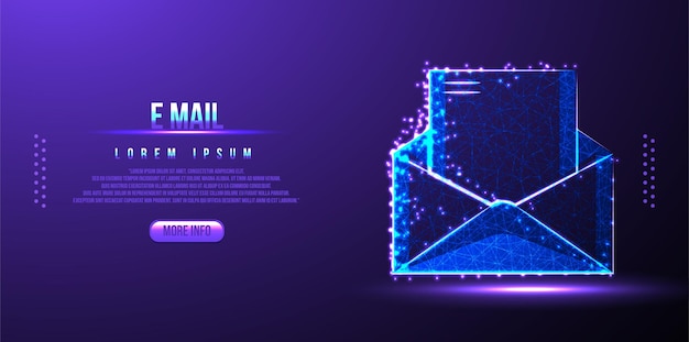 Email, envelope low poly wireframe