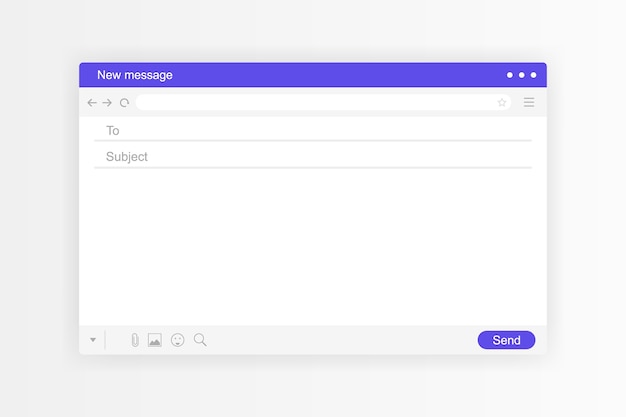 Email interface. mail window template, internet message  frame, blank email. modern    illustration.