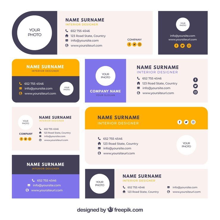 Free Vector email signature collection in flat style