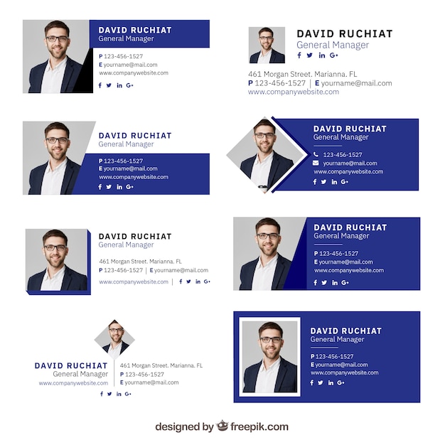 Email signature collection in flat style