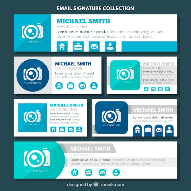 Email signature collection in flat style