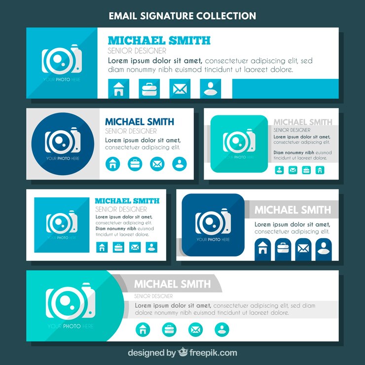Free Vector email signature collection in flat style