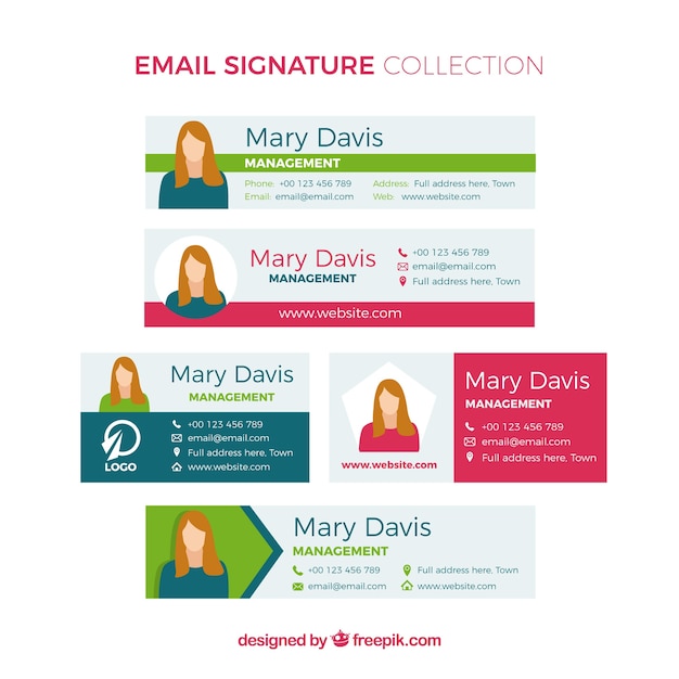 Email signature collection in flat style